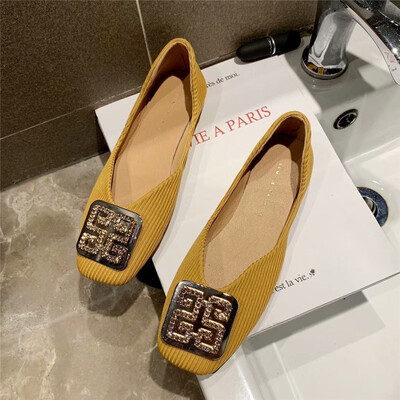 

Bean Bean Shoe Flat sole Single Shoe Lady Baitao Fairy Wind Square Head Shallow Mouth Evening Shoe Grandma Shoe Lady