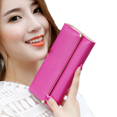 

Women Fashion Long Phone Solid Color Wallet Card Cash Holder Clutch Bag Purse