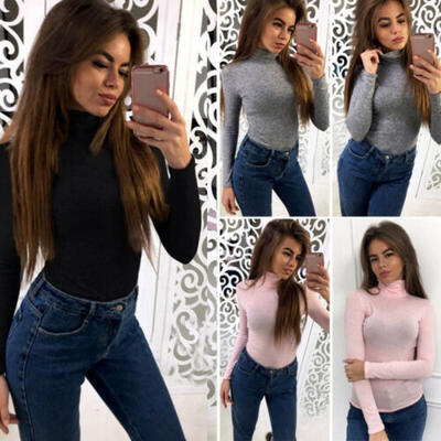 

US Fahion Women Casual Slim Fit Long Sleeve Tank Top Shirt Vest Blouse Sportwear