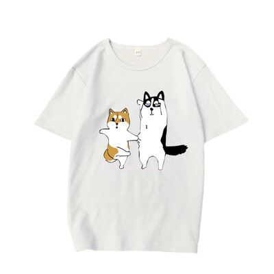 

Korean Style Fashion Cartoon Dog Printed Women T shirt Casual Loose Harajuku T-shirts Short Sleeves O-neck Summer Tops Female