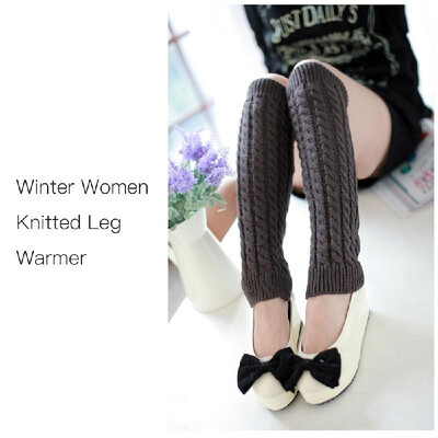 

Winter Women Knitted Crochet Thigh Leg Warmer Cover Long Leggings Slouch Boot Cuffs High Socks