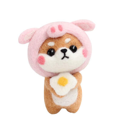 

Dog Cat Doll Wool Felt Craft Wool Felting Kit Non Finished Handcraft Felting Decoration Make Tool for Needle Material Bag Pack
