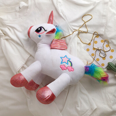 

Fashion plush toy shoulder bag female 2019 new wave Korean version of the cartoon Messenger bag cute Unicorn chain bag