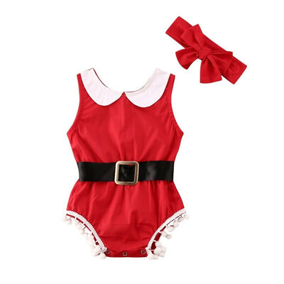 

Xmas Newborn Baby Girl Clothes Romper Bodysuit Headband Christmas Outfits Set