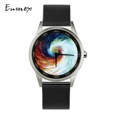 

Enmex fine steel Case Waterproof Watch Creative Design Black Hole Concept Tonal Watch