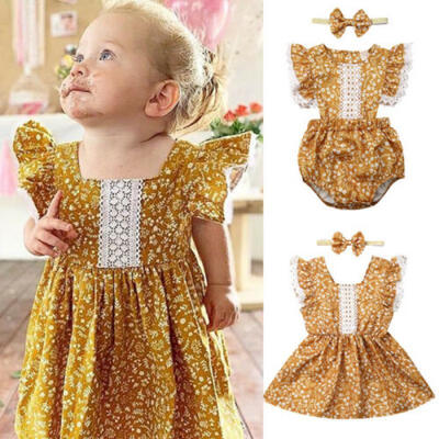 

US Toddler Kids Baby Girl Clothes Sister Matching Floral Romper Dress Outfit Set