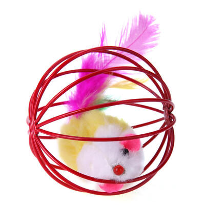 

65cm Funny Pet Kitten Cat Playing Feather Mouse Rat Mice Ball Cage Pet Toy