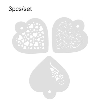 

3pcsset Cake Cookie Stencil Mold Heart Flower Words Fondant Set for Wedding Cake Side Decoration Mould Baking Pastry Spray Tool