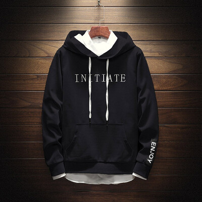 

Toponeto Mens New Style Fashion Cap And Long Sleeve Guard Simple Letters Printed Jacke