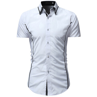 

Tailored Mens Solid Casual Button Down Short Sleeve Shirt Top Blouse