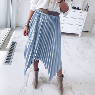 

Roseonmyhand Womens Fashion Summer Sexy Wrinkled Pure Colour Half-length Skirt