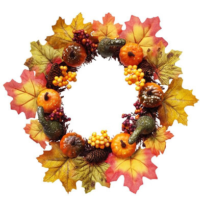 

Artificial Wreath Garland Natural Halloween Pumpkins Shape Artificial Plants Wall Fence Realistic Fake Hanging Wreath Autumn Fall