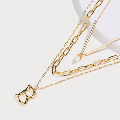 

26 letter alphabet Layer Shell Pendant Necklace pearl Stone Natural seashell Gold Women Best Friend Choker Summer Jewelry