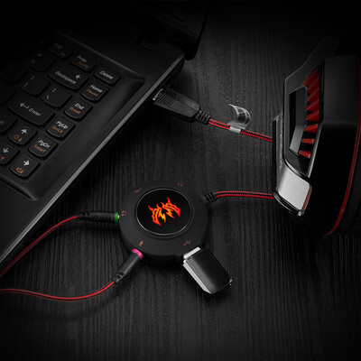 

KOTION EACH S2 USB 20 Sound Card USB Hub Headphones Microphone Adapter 3D Surround Sound for PC Notebook Gaming Headphones Plug a