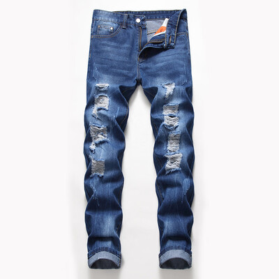 

Gobestart Fashion Mens Casual Personality Printing Slim Fit Denim Jeans Pants