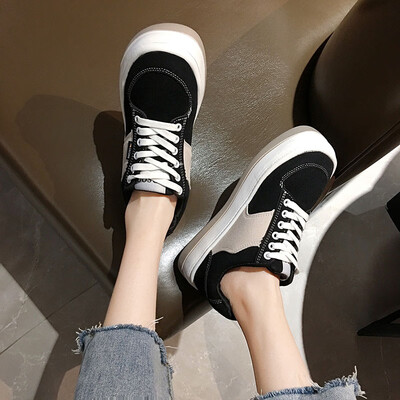 

Small White Shoe Lady Xia Han Baitao Fashion Ins Tidal Round Head with Canvas Shoes Muffin&Thick-soled Leisure Shoes