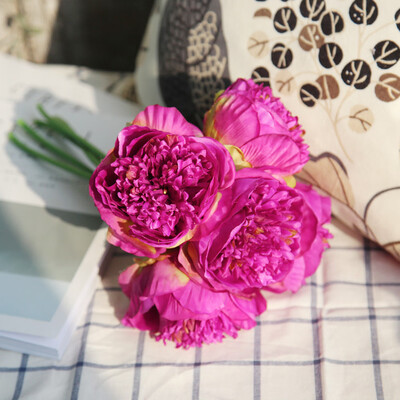 

Gobestart Artificial Silk Fake Flowers Peony Floral Wedding Bouquet Bridal Hydrangea A