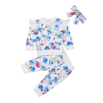 

Winter Newborn Baby Girls Cotton Floral Tops Shirt Pants Outfits Set Clothes
