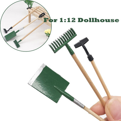 

Siaonvr 3pcs 112 Dollhouse Miniature Garden Tools Shovel Rake Spade Mini Decor 36in