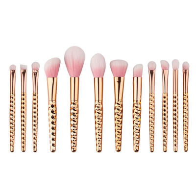 

12pcs Nylon Bristle Honeycomb Handle Cosmetic Makeup Brush Set Rose Golden