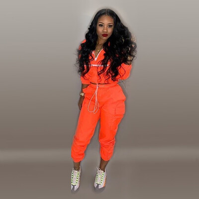 

Toponeto Women Fashion Casual Zip Stitching Set Long Sleeve Crop Tops Pants