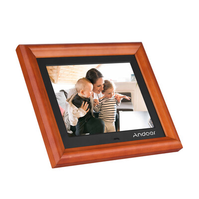 

Andoer 8 Inch Large Screen LED Digital Photo Frame Desktop Album 1280 800 HD Wooden Rim Supports Music Video Photo Clock Cal