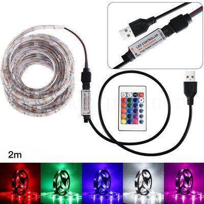 

Siaonvr 200CM USB LED Strip Light TV Back Lamp 5050RGB Colour ChangingRemote Control