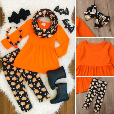 

Toddler Kids Baby Girl Halloween Clothes Tops DressPants 3 Pieces Fall Outfits