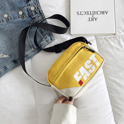 

2019 new casual wild color collision shoulder bag female temperament canvas small square bag fashion personality letter Messenger bag