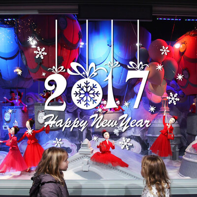 

Tailored New Year 2017 Merry Christmas Wall Sticker Home Shop Windows Decals Decor