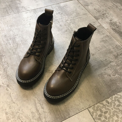 

Martin Boots Female British Wind Autumn Retro Uzzang Side Zipper Shoes Thick-soled Locomotive Boots
