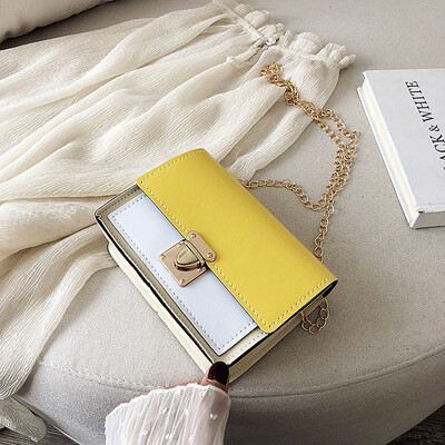 

Simple&versatile shoulder bag 2019 new Sen temperament contrast color small square bag female fashion casual chain Messenger bag