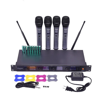 

Professional 4 Channel VHF Handheld Wireless Microphone System