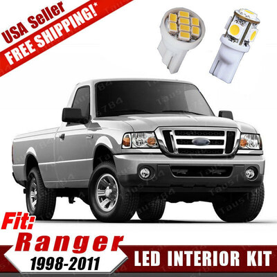 

10x White LED Bulb Interior Dome Map Light Package Kit For 1998-2011 Ford Ranger