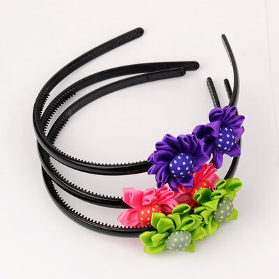 

Plastic Hair Bands with Woven Cabochons Sunflower Mixed Color 130x8mm