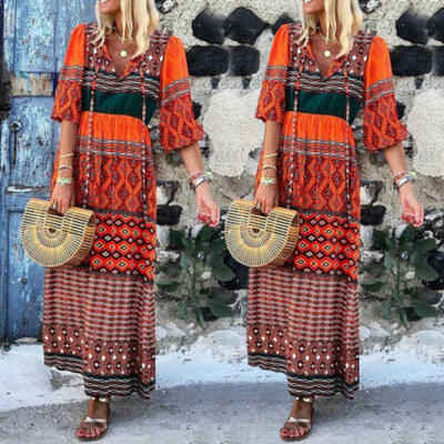 

Fashion Womens Floral Long Maxi Dress Split Cocktail Party Beach Long Sundress