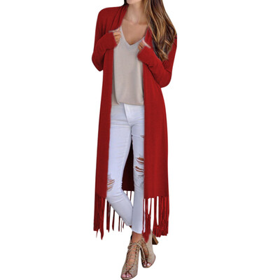 

Toponeto Fashion Women Solid Open Front Long Sleeve Long Coat Loose Outerwear