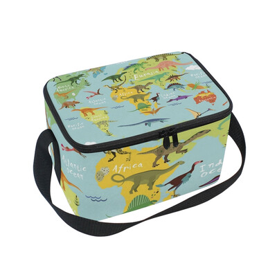 

ALAZA Lunch Box Insulated Dinosaurs Map Of The World Lunch Bag Large Cooler Tote Bagfor Men Women