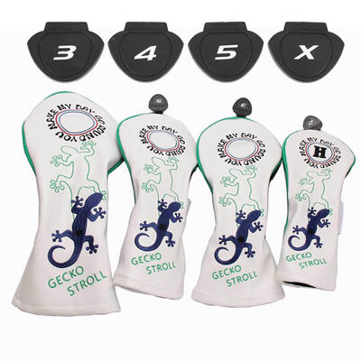 

Greensen 4PCS Gecko Golf Wood Head Cover Driver PU Leather Headcover Set 1 3 5 H