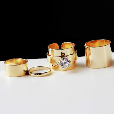 

European And American Style Heavy Metal Series Flash Diamond Ring Combination Four-Piece Ring