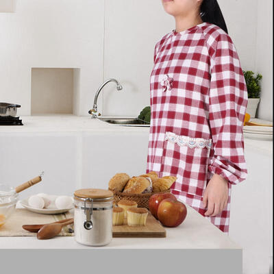 

Greensen Long Sleeves Kitchen Apron Cotton Apron Cooking Aprons with Pockets
