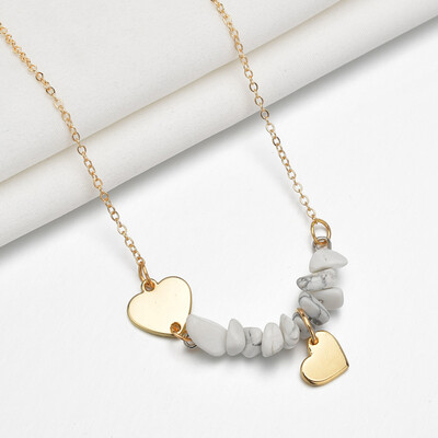 

New Bohemian Irregular Stone Pendant Necklace For Women Gold Link Chain Necklaces Best Friends Gifts Birthday Christmas Jewelry