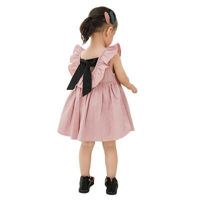 

Summer Baby Girls Backless Bowknot Dress Sleeveless Ruffled Princess Dress