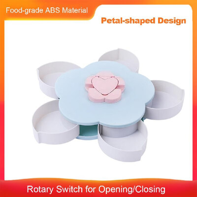 

Snack Box Candy Plate Petal-Shaped Rotating Candy Box Snack Tray Dried Fruit Plate Storage Organizer with Mobile Phone Holder