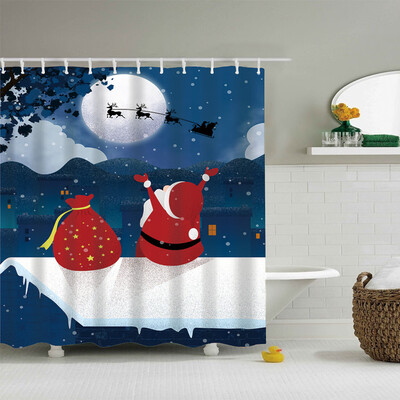 

〖Follure〗Christmas Gift Boxes In Snow Bathroom Shower Curtain Waterproof Fabric &12 Hooks