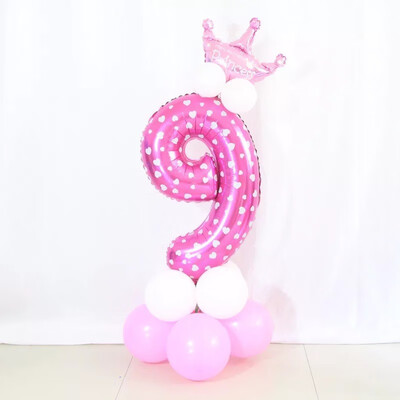 

FUNNYBUNNY Mix set 30" Numbers 0-9 pink&Blue Typ foil balloons Birthday Party balloons Pink With Crown Shape