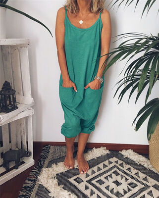 

Women Dungarees Harem Strappy Pants Loose Jumpsuit Baggy Trouser Overalls Shorts