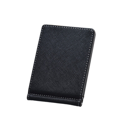 

Toponeto Mens Leather Silver Money Clip Slim Wallets Black ID Credit Card Holder BW