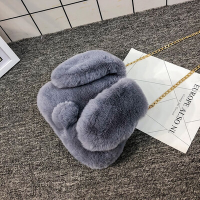

Tailored Fashion Women Plush Rabbit Fanny Pack Crossbody Bag Chain Bags Casual Winter Bag