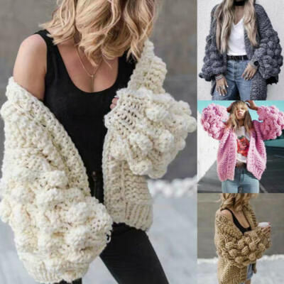 

Womens Long Sleeve Knitted Thicken Sweater Cardigan Knitwear Outwear Coat Jacket